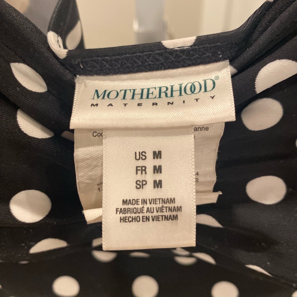Motherhood Maternity Push Up Tankini Top Black and White Polka Dot - Picture 3 of 7